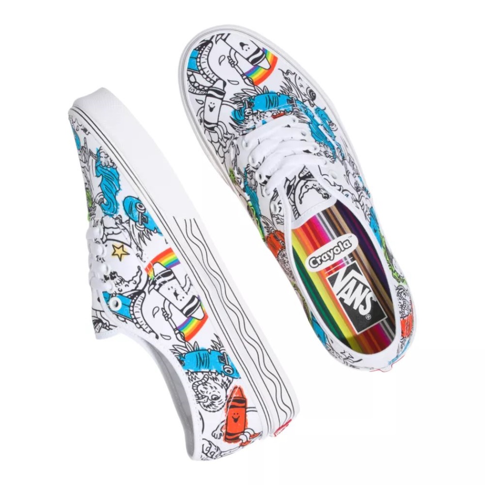 Vans X Crayola Férfi Autentikus Gördeszka Cipő Tornacipő Alacsony Felső Alkalmi Fehér-multi