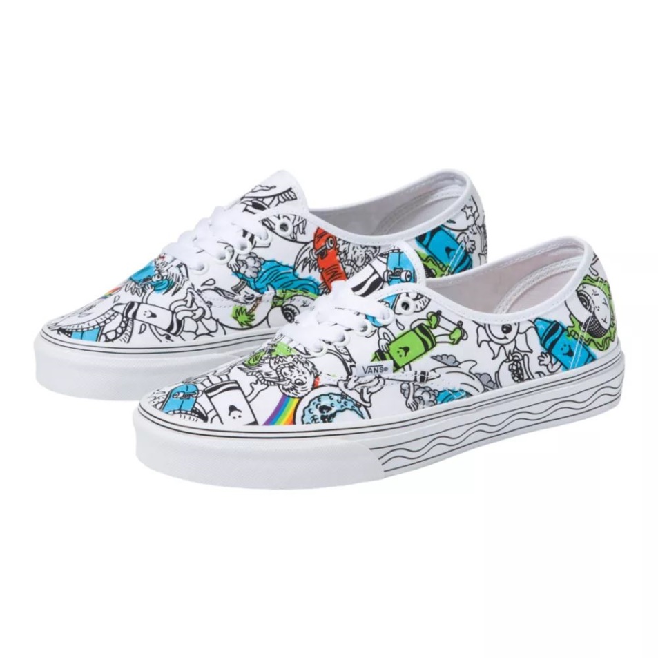 Vans X Crayola Férfi Autentikus Gördeszka Cipő Tornacipő Alacsony Felső Alkalmi Fehér-multi