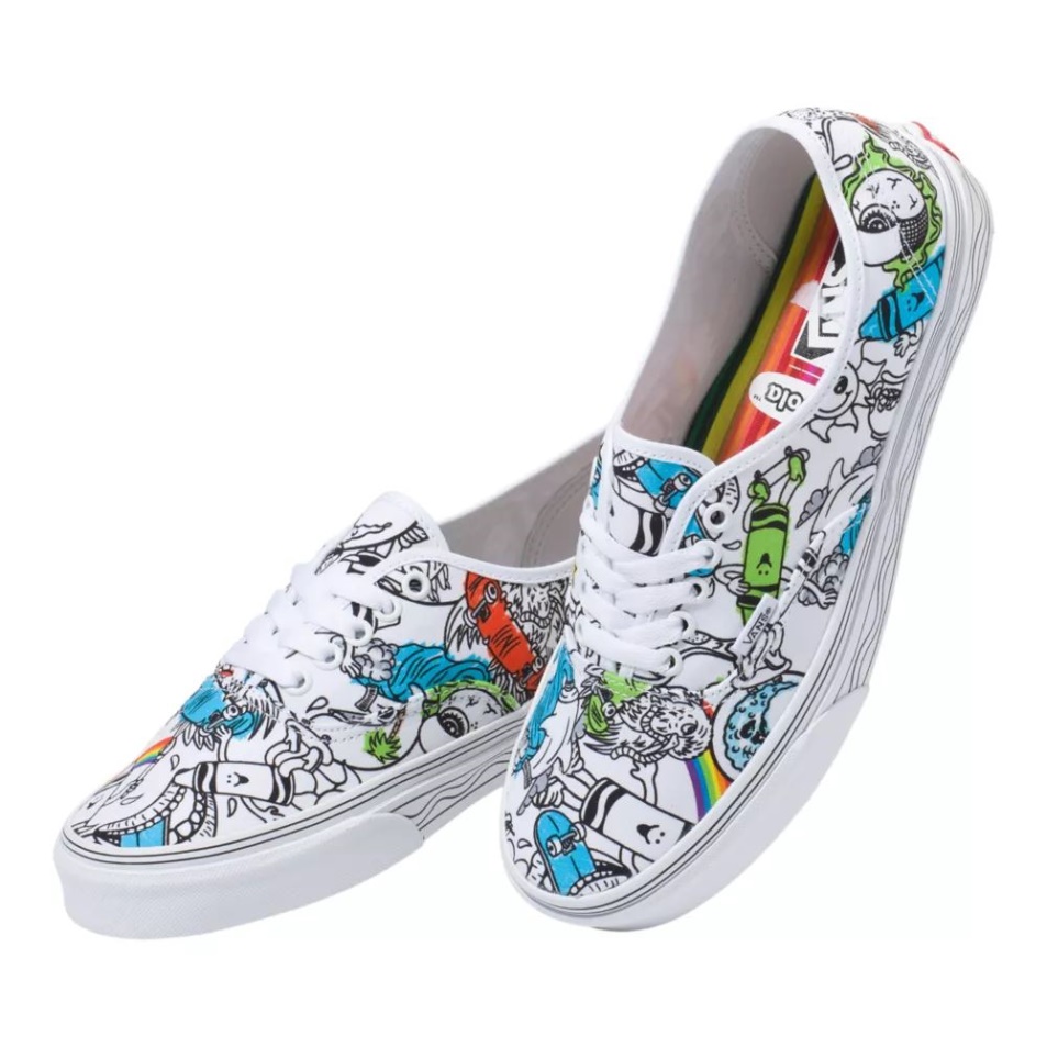 Vans X Crayola Férfi Autentikus Gördeszka Cipő Tornacipő Alacsony Felső Alkalmi Fehér-multi