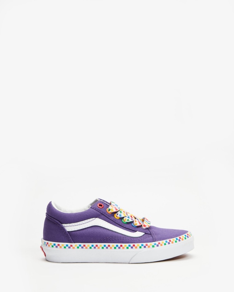 Vans Old Skool Szivárvány Checkerboard - Kids Heliotrope-true White