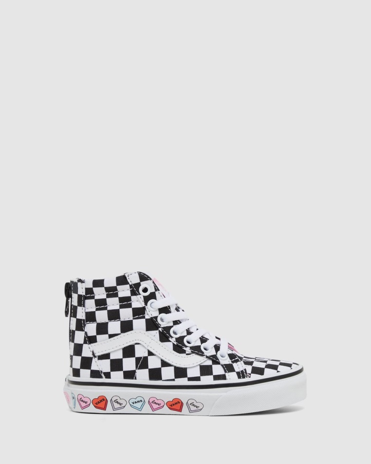 Furgonok Sk8-hi Cipzáras Cukorka Szívek Ifjúsági Fekete-fehér